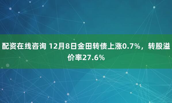 配资在线咨询 12月8日金田转债上涨0.7%，转股溢价率27.6%