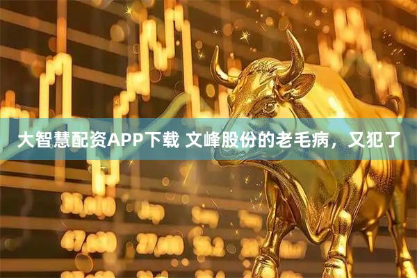 大智慧配资APP下载 文峰股份的老毛病，又犯了